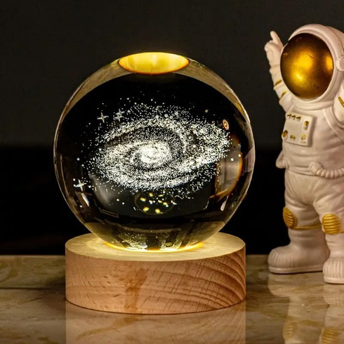 Світлодіодна кришталева куля, декоративна універсальна 3D нічниця, кришталева куля "Планета"