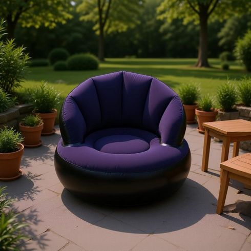 Надувне крісло AIR SOFA / Надувне велюрове крісло 80&times;80&times;67см Темно-синій
