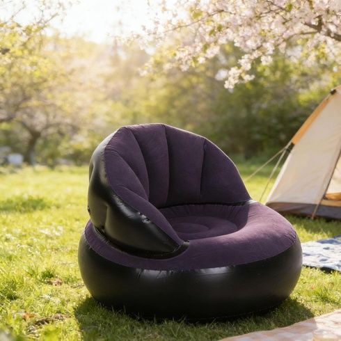 Надувне крісло AIR SOFA / Надувне велюрове крісло 80&times;80&times;67см Темно-синій