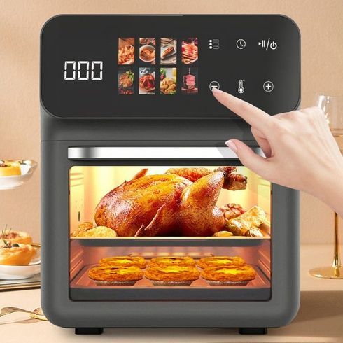 Черная Электрическая мультипечь Top Kitchen TK-00244 12л / Аэрогриль с сенсорным управлением 2400 Вт 10 программ