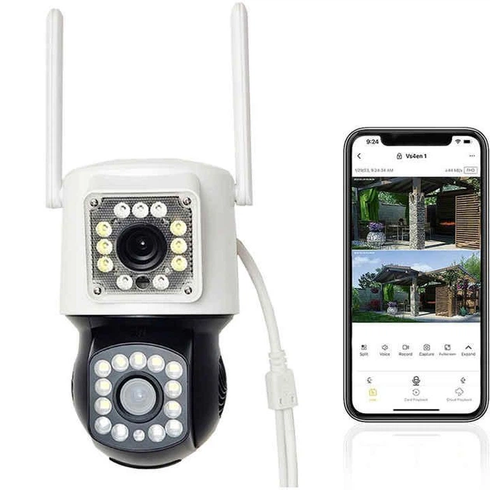 Уличная камера видеонаблюдения с 2 объективами WiFi, 4MP V360 Pro