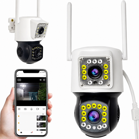 Уличная камера видеонаблюдения с 2 объективами WiFi, 4MP V360 Pro