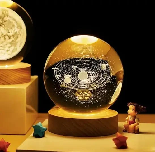 Світлодіодна кришталева куля, декоративна універсальна 3D нічниця, кришталева куля "Планета"