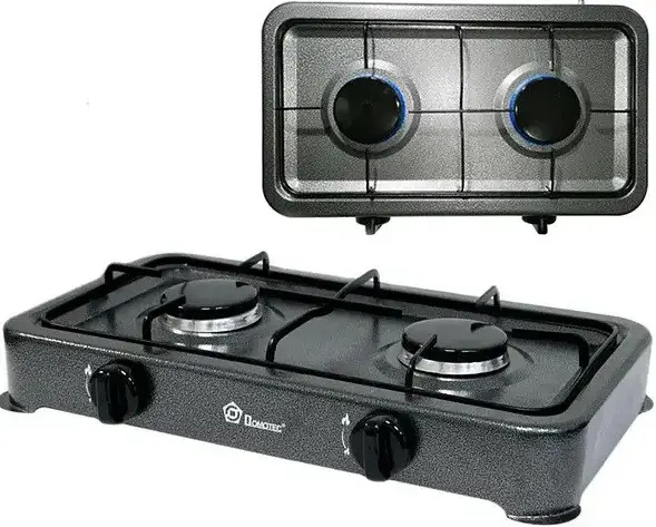 Настільна газова плита Domotec MS-6602/4063 на 2 конфорки , Білий