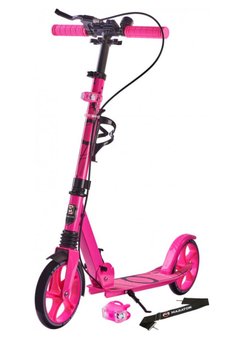 Самокат Maraton Rider складной двухколесный с ручным тормозом и подстаканником для девочек , Розовый
