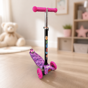 Самокат Scooter с подсветкой колес для девочки и мальчика розовый