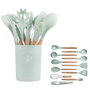 Набор кухонных принадлежностей силиконовый Kitchen Set RB-2239 бирюзовый(12 предметов)