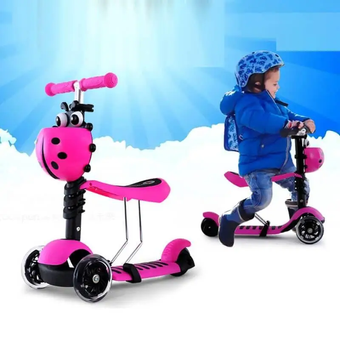 Детский самокат Best Scooter 5в1 Божья коровка розовый