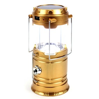 Кемпінгова LED лампа JH-5800T c POWER BANK Ліхтар ліхтарик сонячна панель, Золотий