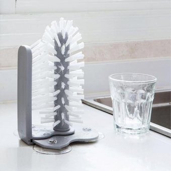 Щітка на присосці для миття чашок та стаканів Multi-Function Suction Cup Brush, серый