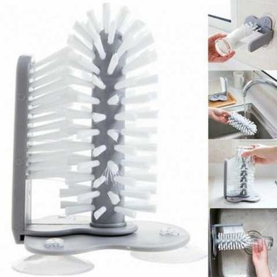 Щітка на присосці для миття чашок та стаканів Multi-Function Suction Cup Brush, серый