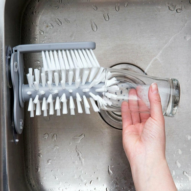 Щітка на присосці для миття чашок та стаканів Multi-Function Suction Cup Brush, серый