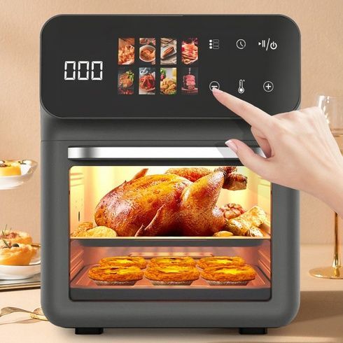 Сіра Електрична мультипіч Top Kitchen TK-00244 12л / Аерогриль з сенсорним керуванням 2400 Вт 10 програм