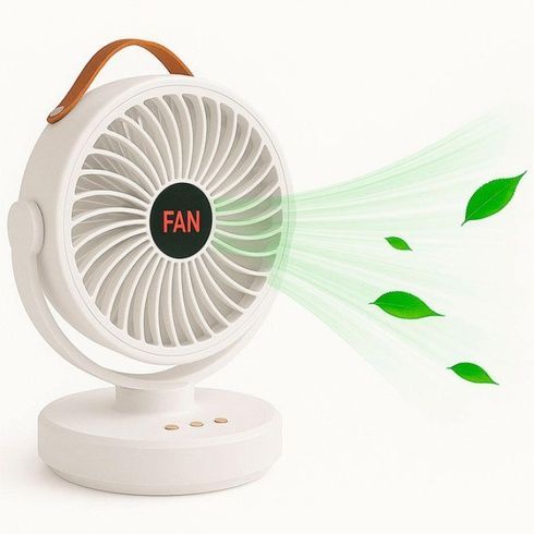 Аккумуляторный мини вентилятор VU-05/FS-25 с поворотом / Вентилятор Mini fan с LED-подсветкой и USB