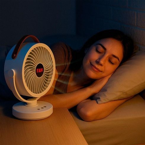 Аккумуляторный мини вентилятор VU-05/FS-25 с поворотом / Вентилятор Mini fan с LED-подсветкой и USB
