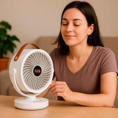Аккумуляторный мини вентилятор VU-05/FS-25 с поворотом / Вентилятор Mini fan с LED-подсветкой и USB