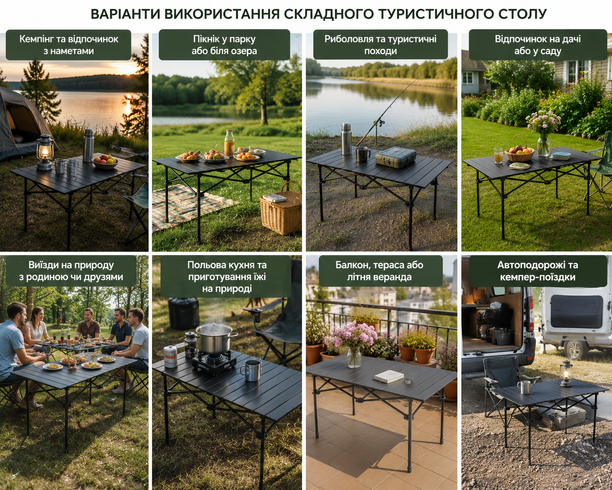Стол складной туристический 120х55х51см Черный / Стол для пикника с чехлом