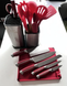 Набір ножів та кухонне начиння лопатки для кухні 17 в 1 дошка для нарізки на потрійній підставці, ножиці з напилком для заточування Zepline ZP-046, Червоний