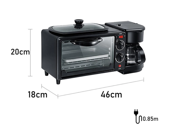 Электрическая духовка 3в1 Domotec MS-5308В Кофеварка Сковорода 9 л 4500w