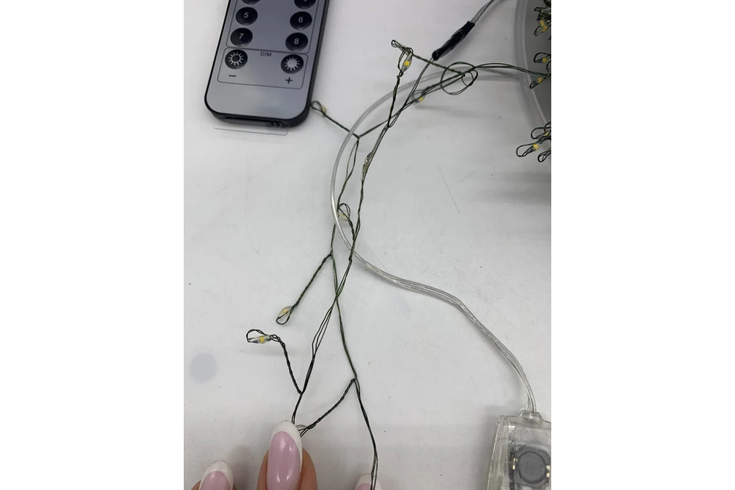 Гірлянда Роса на котушці феєрверк - мішура від USB, 50м, 1500LED + пульт теплий