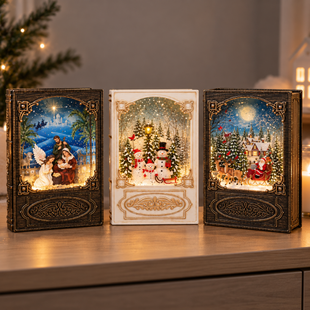 Музыкальная новогодняя книга ночник-светильник XMAS WDL 24023B