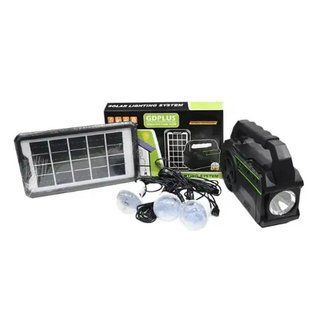 Портативна сонячна автономна система Solar Light DT-9018 панель похідний ліхтар радіо повербанк, Черно-зелёный