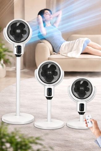 Напольный вентилятор с пультом и LED-дисплеем / Напольный аккумуляторный вентилятор с регулировкой высоты
