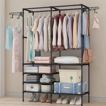 Универсальный шкаф вешалка стойка для одежды double pole
