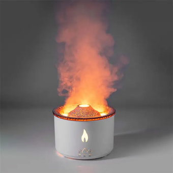 Ароматический диффузор Volcano Fire Flame, ароматерапия, увлажнитель воздуха, 2 цвета, пульт Jellyfish Mist Flame Volcano Home Appliance Life Store , Белый