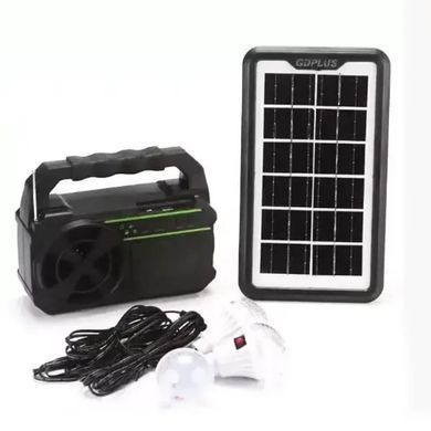 Портативная cолнечная автономная система Solar Light DT-9018 панель походны фонарь радио повербанк, Черно-зелёный