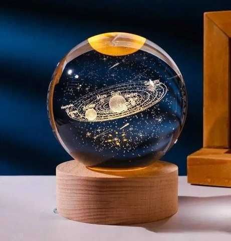 Светодиодный хрустальный шар, декоративный универсальный 3D ночник, хрустальный шар "Спутник"