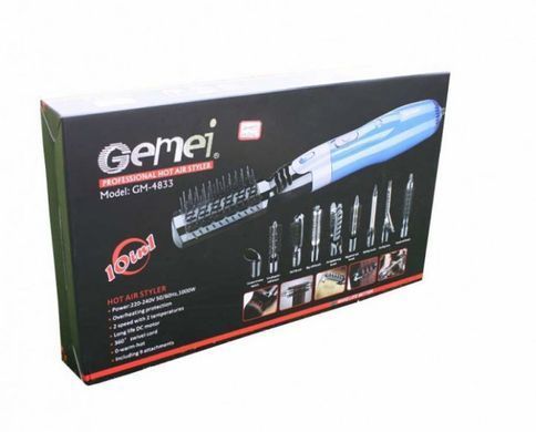 Фен-стайлер для волос 10 в 1 Gemei GM-4833, фен щетка, многофункциональный стайлер