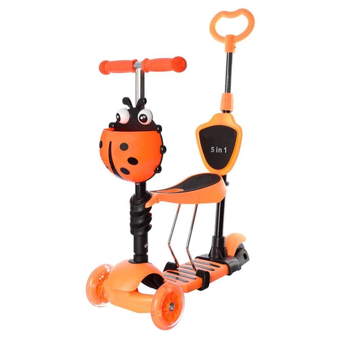 Детский самокат Best Scooter 5в1 Божья коровка оранжевый