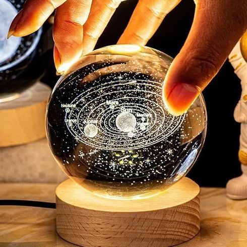 Светодиодный хрустальный шар, декоративный универсальный 3D ночник, хрустальный шар "Спутник"