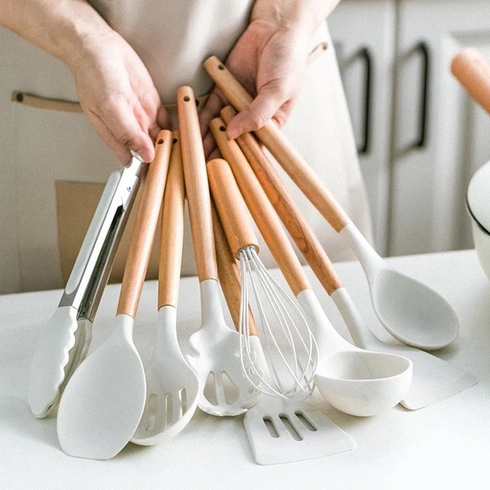 Набор кухонных принадлежностей силиконовый Kitchen Set RB-2239 белый (12 предметов)