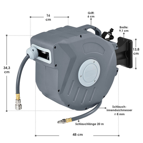 Автоматическая садовая катушка с шлангом для полива  1/2" 20 м Powermat PM-ABNW-20M
