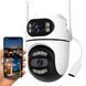 Уличная поворотная камера видеонаблюдения WiFi Dual lens Q2 на 2 объектива, 8Mp Type-C