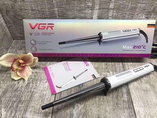 Конусная плойка с регулировкой Led дисплей 10-19мм VGR V-526 белая