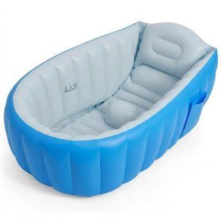 Детская Надувная ванночка с насосом Intime Baby Bath Tub С рождения, Голубая