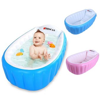 Детская Надувная ванночка с насосом Intime Baby Bath Tub С рождения, Голубая