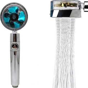 Лейка-насадка для душа с вентилятором (360 градусов, спиральный рисунок воды), Серебристый