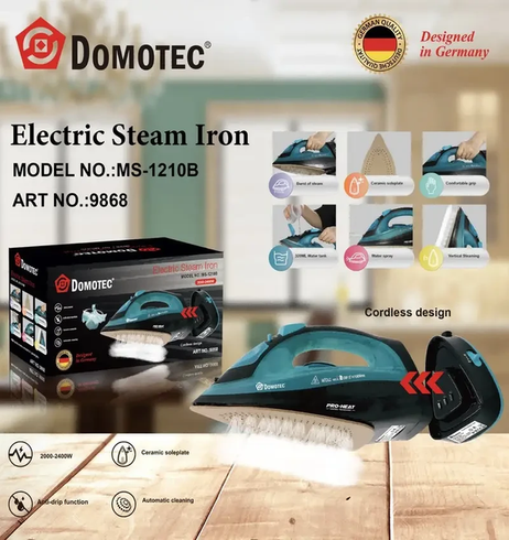 Бездротова праска Domotec MS-1210B з відпарювачем 2400 Вт