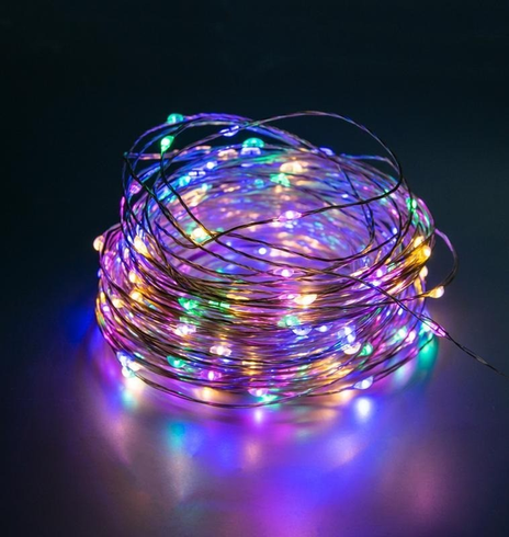 Xmas гірлянда 50 Led 5M(Copper) на мідному дроті (Крапля роси) M MULTI працює від батарей + USB Мультицвет