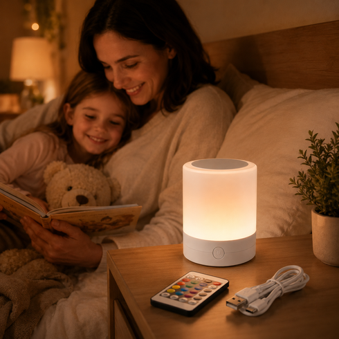 Настільна LED лампа нічник Mini touch lamp / Портативний світильник-нічник від USB / Нічник акумуляторний RGB