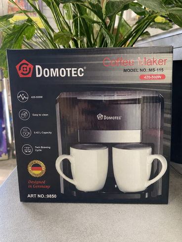 Кофеварка Domotec MS-115 / Кофеварка электрическая + ложка для кофе 2 чашки 420 мл