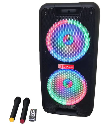 Портативная колонка Su-Kam 1010 + 2 микрофона + BT 12v220v