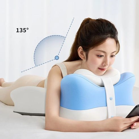 Голубая Подушка ортопедическая pillow-06 / Клинообразная подушка для сна из полиэстера / Ортопедическая подушка для поддержания тела Relax Pillow