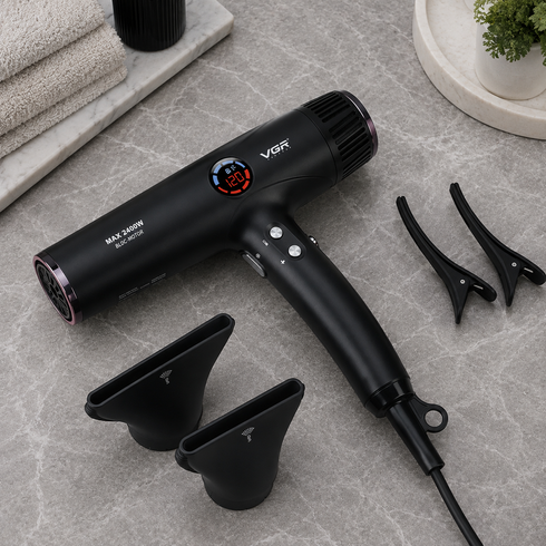 Фен VGR V 469 Black / Фен для волосся професійний 2400 Вт / Фен з дисплеєм