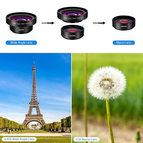 Макролінза для телефону, об'єктив для телефону, лінза 2 об'єктиву 0.45 lens AND HA-55