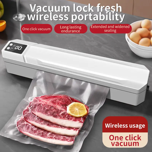 Вакуумный упаковщик пакетов Vacuum Sealer / Автоматический бытовой вакууматор с пакетами, вакуумайзер для упаковки и хранения пищи